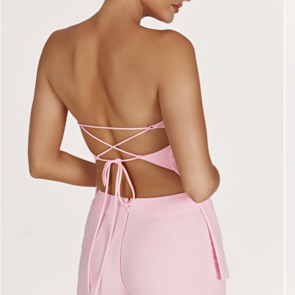 NWT Meshki Astrid strapless tie back top in light pink